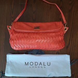 Red Leather Women's Clutch Bag